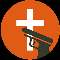 Cross and handgun, representing Christians murdered