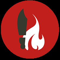 Knife and flame, representing Christians abused