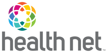 Health Net logo: colorful floral design above gray text