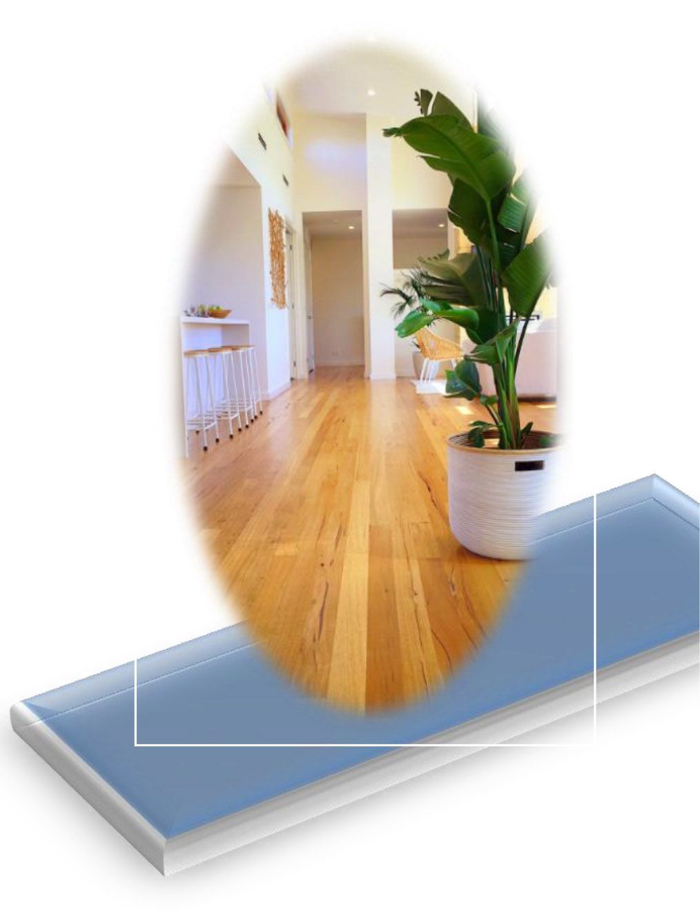Living room with a potted plant and hydronic heating system in Torquay, VIC — Sunworks Eco Plumbing