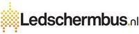 Logo van Ledschermbus.nl, een website met een kleine groep oranje cirkels aan de linkerkant. De tekst is donkergrijs.