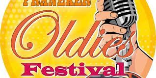 Poster voor een oldiesfestival. Een hand houdt een microfoon vast. 