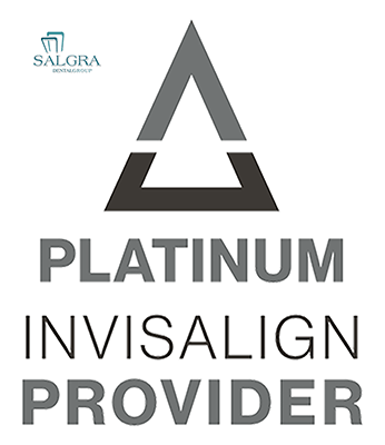 SALGRA logo with Platinum Invisalign Provider badge in gray and teal