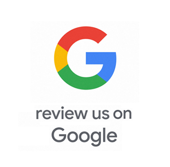 Google logo with the text “review us on Google”