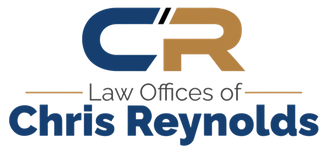 Law Offices of Chris Reynolds logo in blue and gold with CR monogram