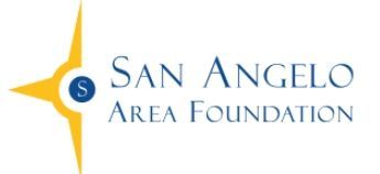 San Angelo Area Foundation logo with blue text and gold star emblem