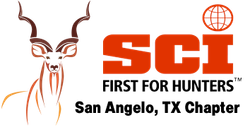 SCI logo with antelope head and orange globe, reading &ldquo;FIRST FOR HUNTERS&rdquo; and &ldquo;San Angelo, TX Chapter&rdquo;