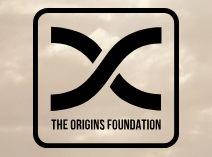The Origins Foundation logo in black on a beige background.