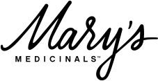 Mary's Medicinals logo, script font, black text on white background.