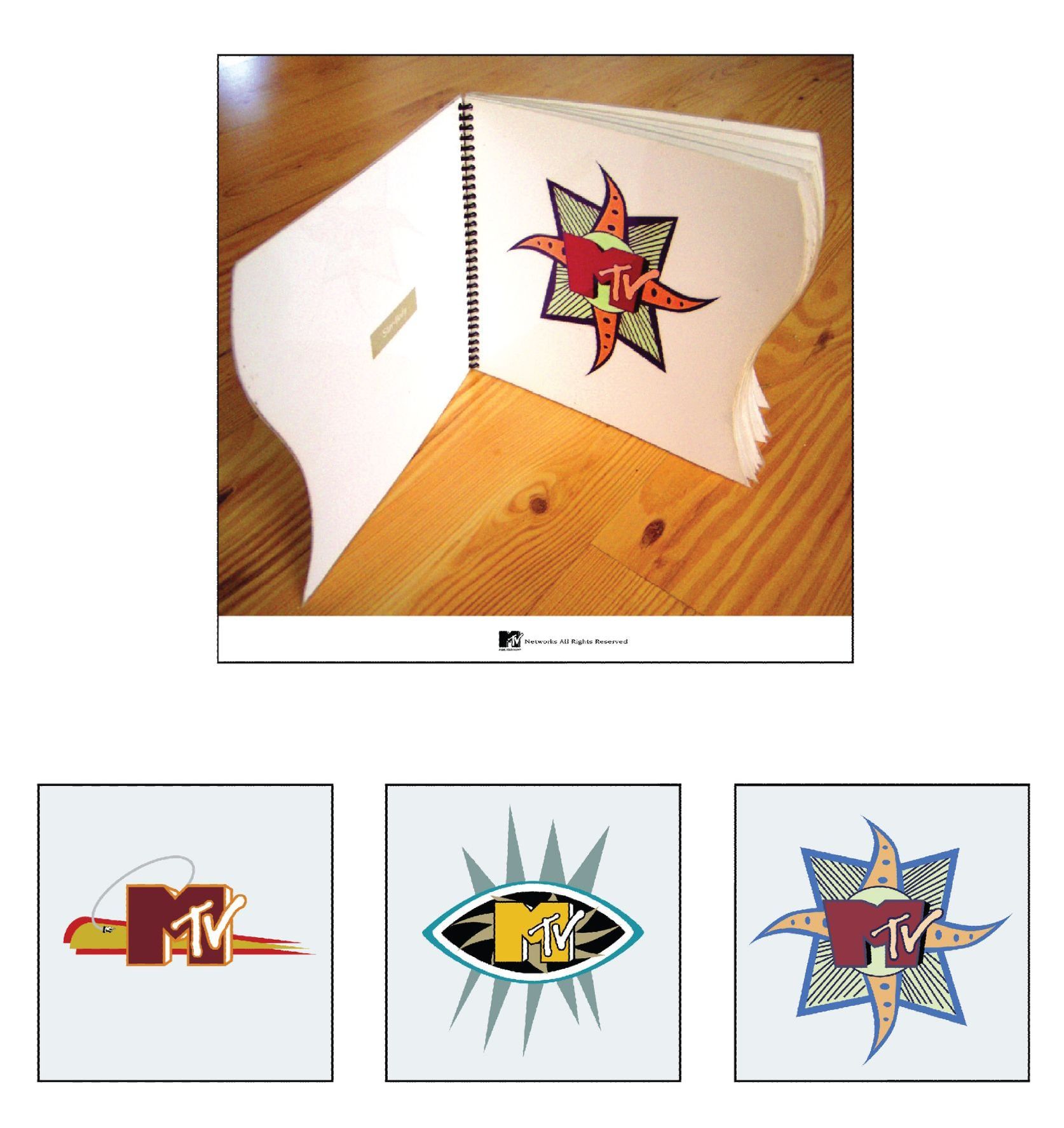 A book with a mtv logo designed by Stuart Bailey Sarasota Designs