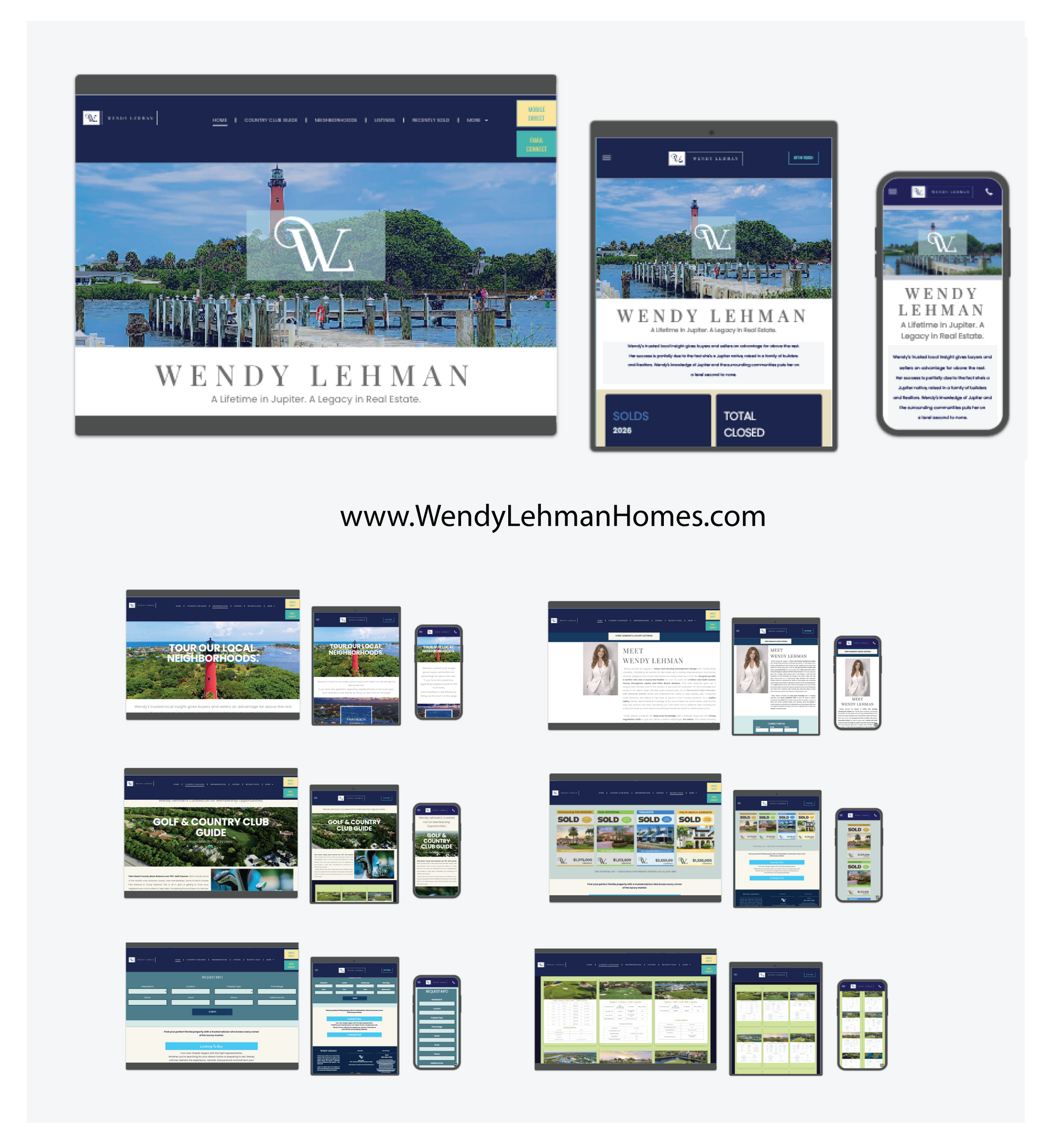 website showing real estate agent Wendy Lehman with images of Jupiter Florida