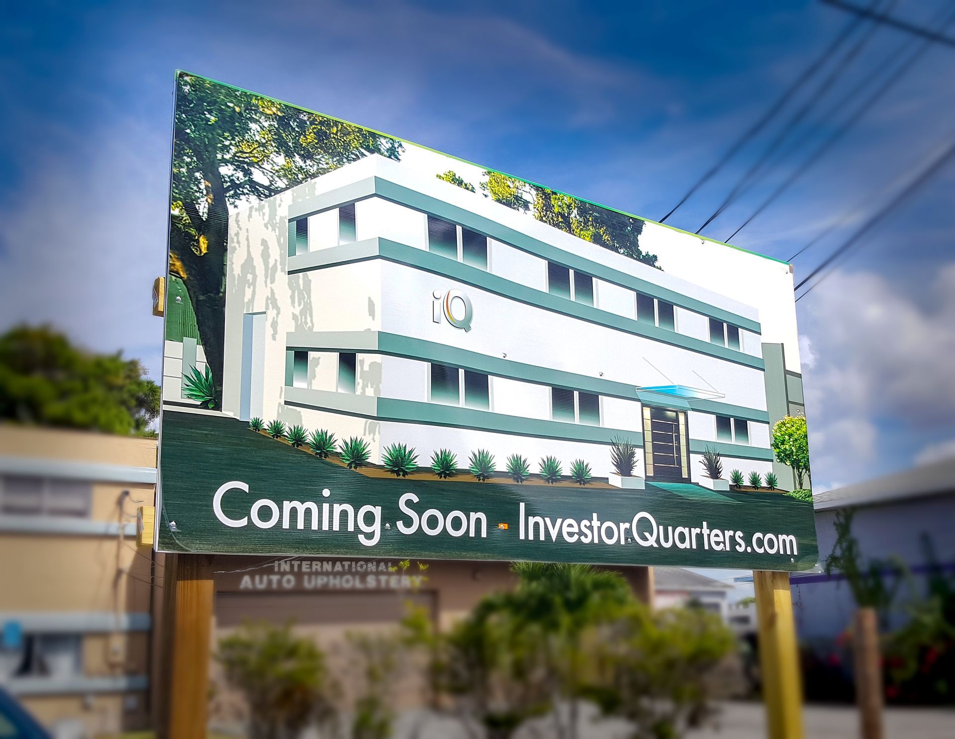 V SIGN advertising a building that is coming soon