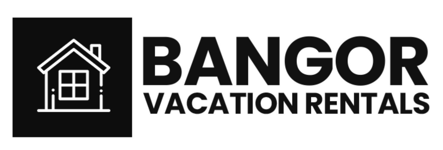 Bangor Vacation Rentals logo with a white house icon on a black square and bold black text