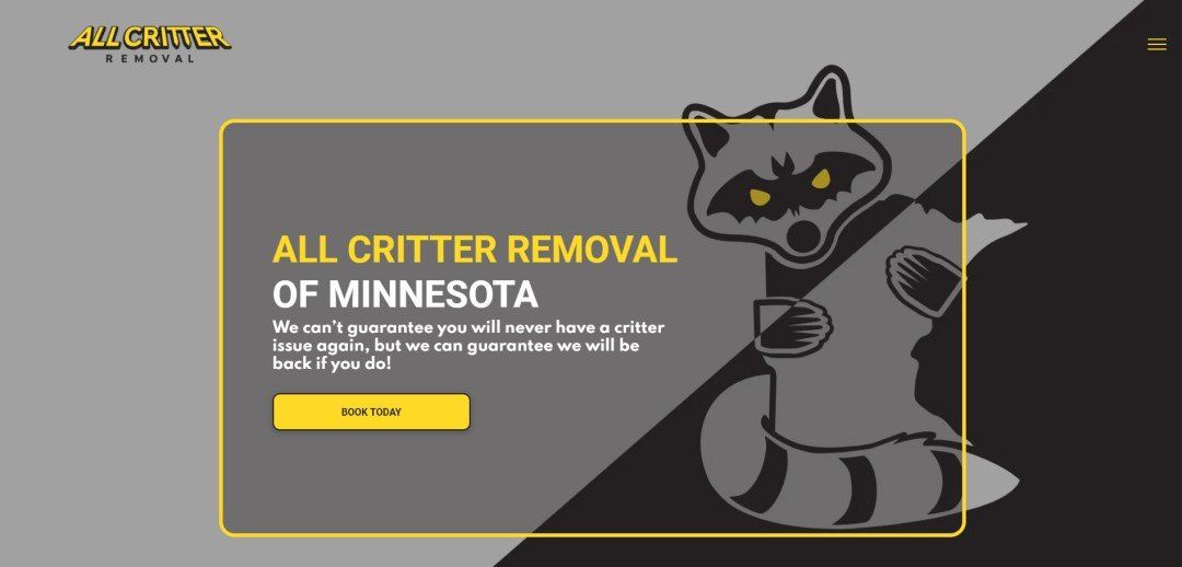 A screenshot of a website for all critter removal of minnesota.