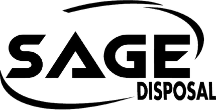 Sage Disposal logo with black text and arched lines.