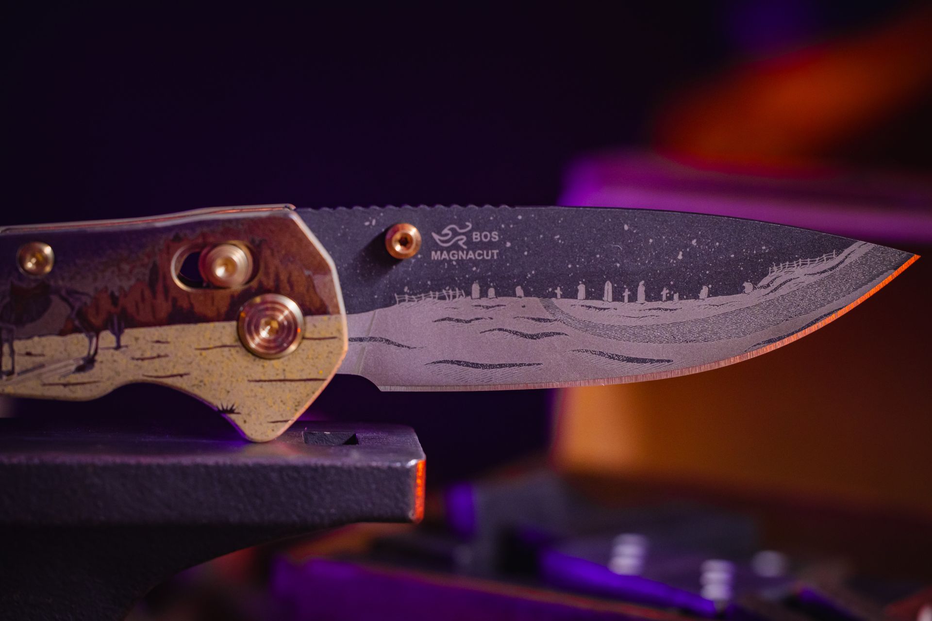 Northern Knives x Colorful Filth Benchmade Bugout Show Side