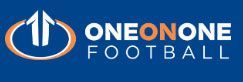OneOne Football logo in white and orange on a blue background