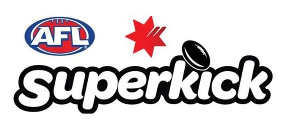 AFL Superkick logo with red star and football icon on a white background