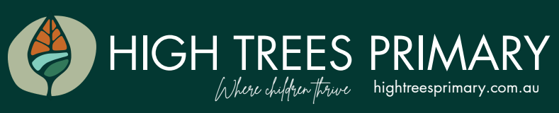 High Trees Primary School logo with stylized tree and website URL on a green banner