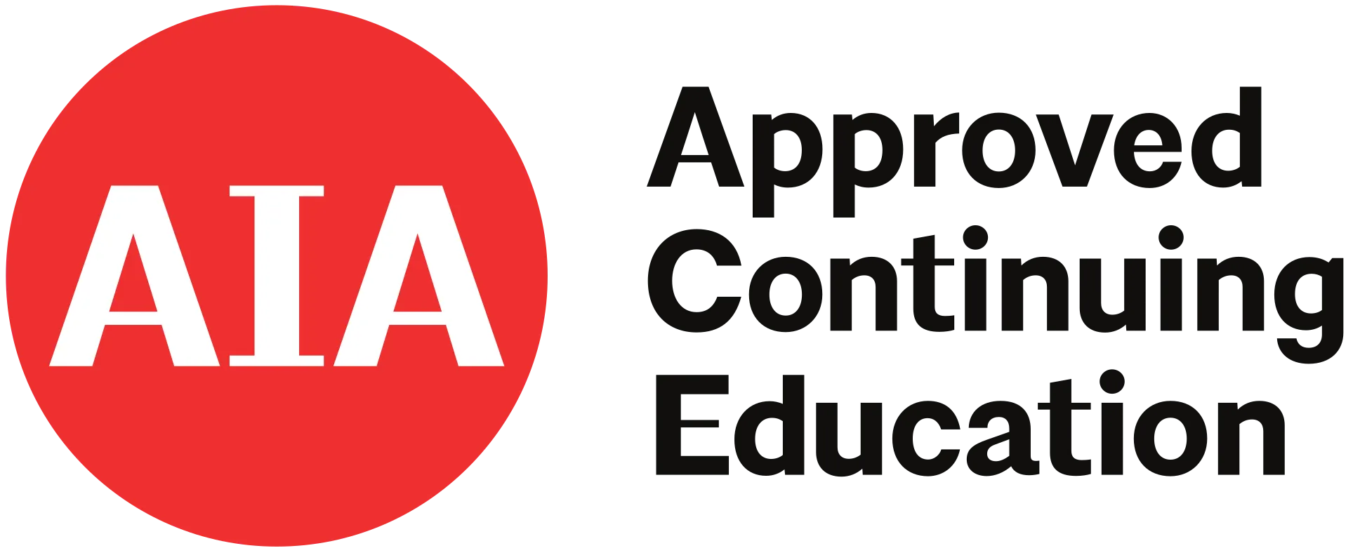 The aia logo is red and black and says approved continuing education.