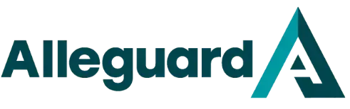 The alleguard a logo is a blue triangle on a white background.
