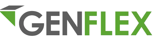 The logo for genflex is green and gray on a white background.