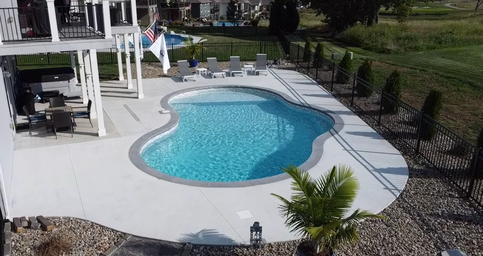 Freeform vinyl liner pool in Raymore Missouri