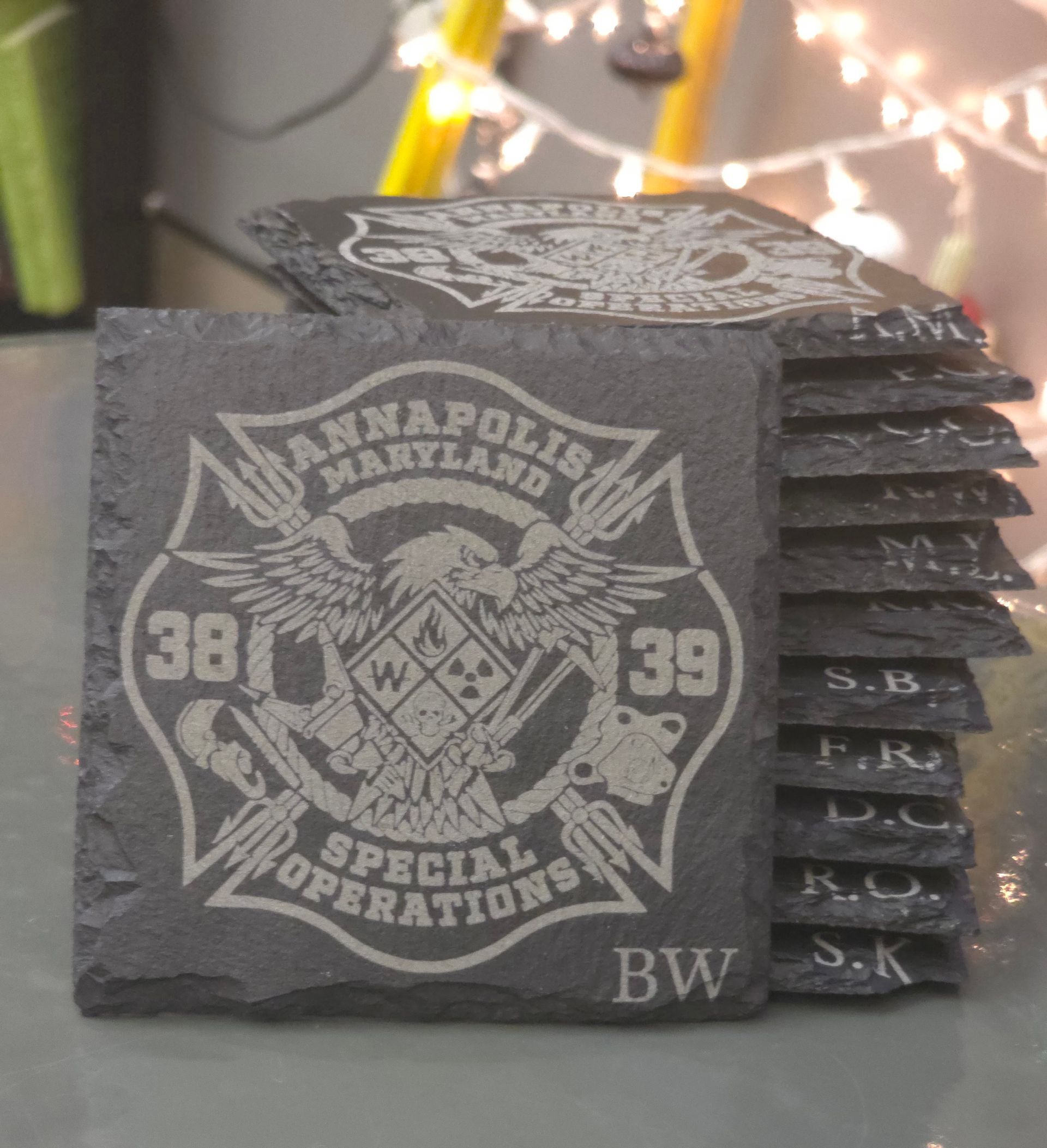 Personalized slate coasters