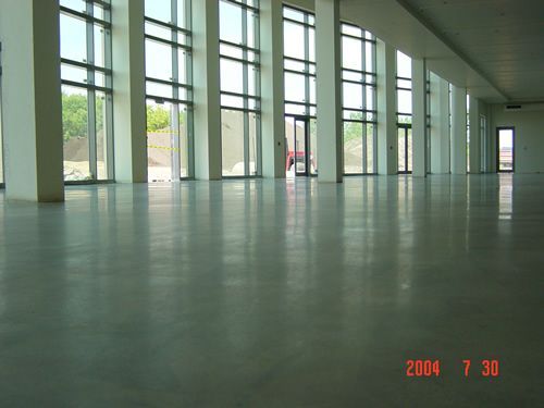 A large room with a lot of windows and the date 2004