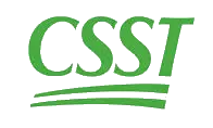 Un logo vert et blanc pour csst sur fond blanc.