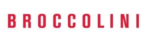 Le mot broccolini est écrit en rouge sur fond blanc