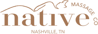 Native Massage Company logo with reclining figure outline and Nashville, TN text.