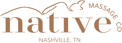 Native Massage Company logo with reclining figure outline and Nashville, TN text.