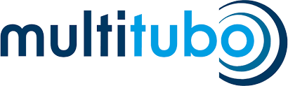Multitubo logo in blue lowercase text with concentric arc symbol on white background
