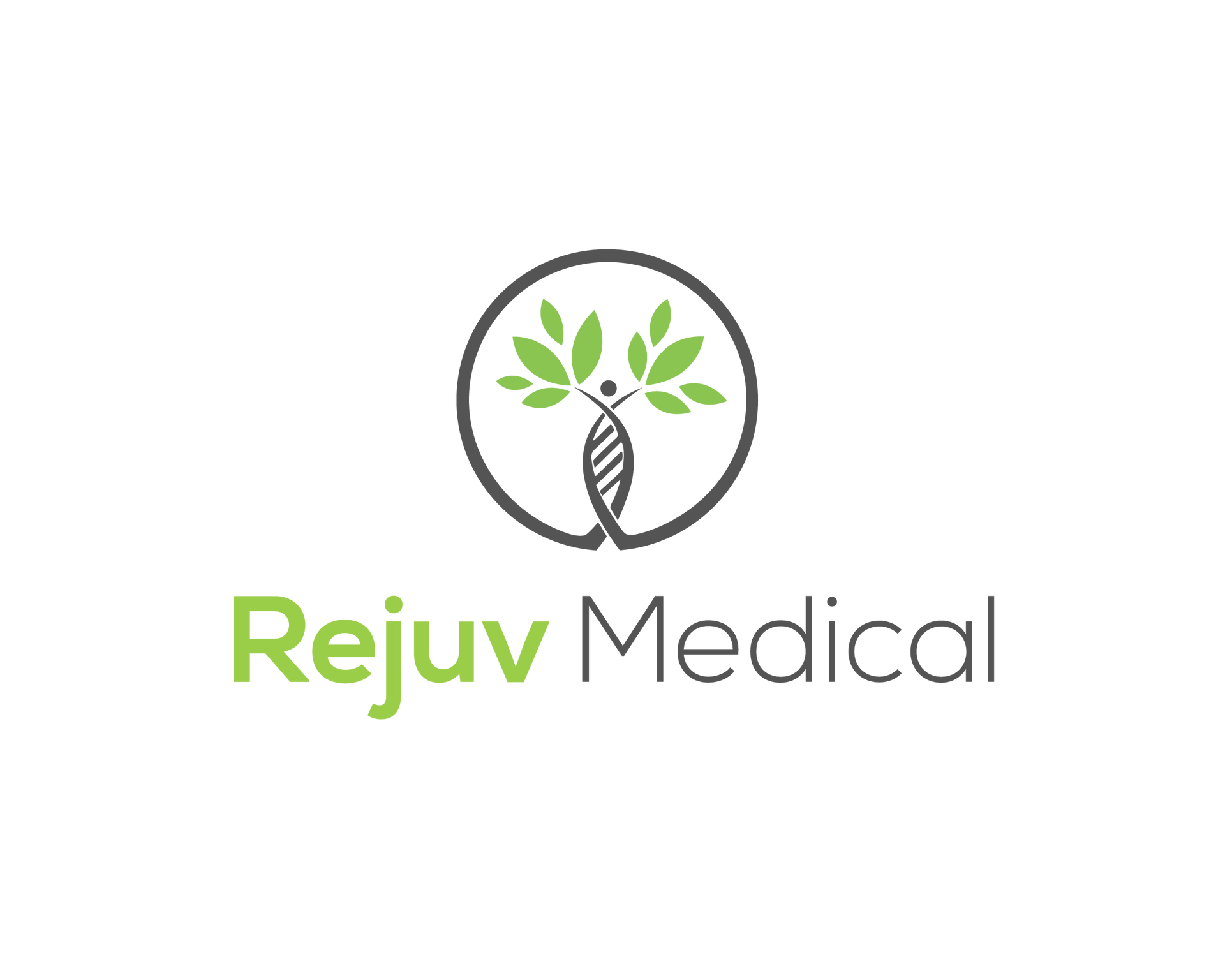 A logo for a medical company with a tree and a dna strand.