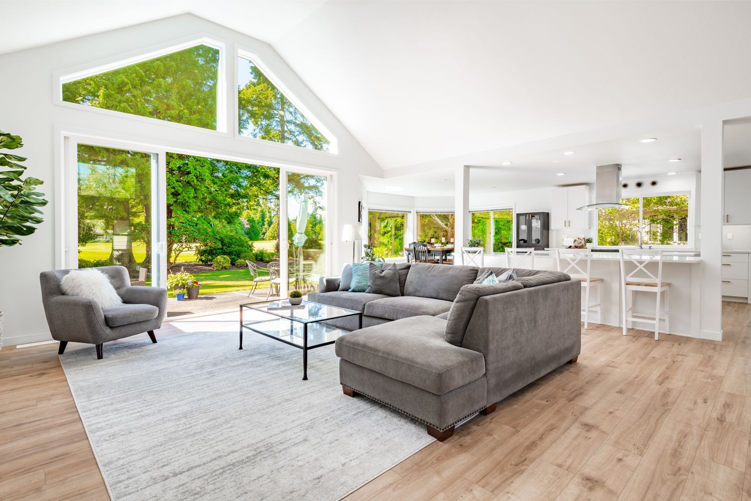 A bright, open-concept living room.