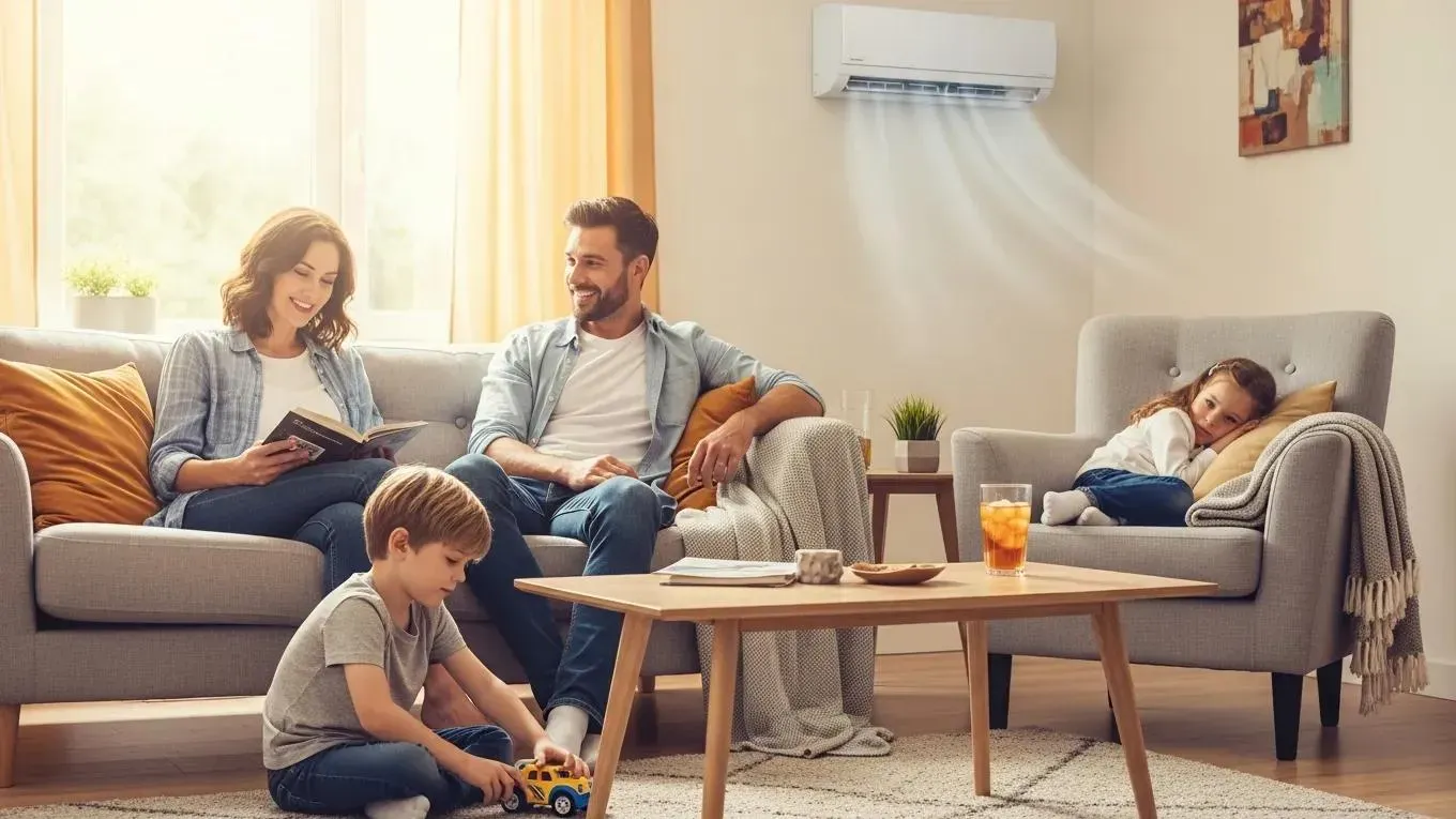 Family enjoying comfort after a new AC installation