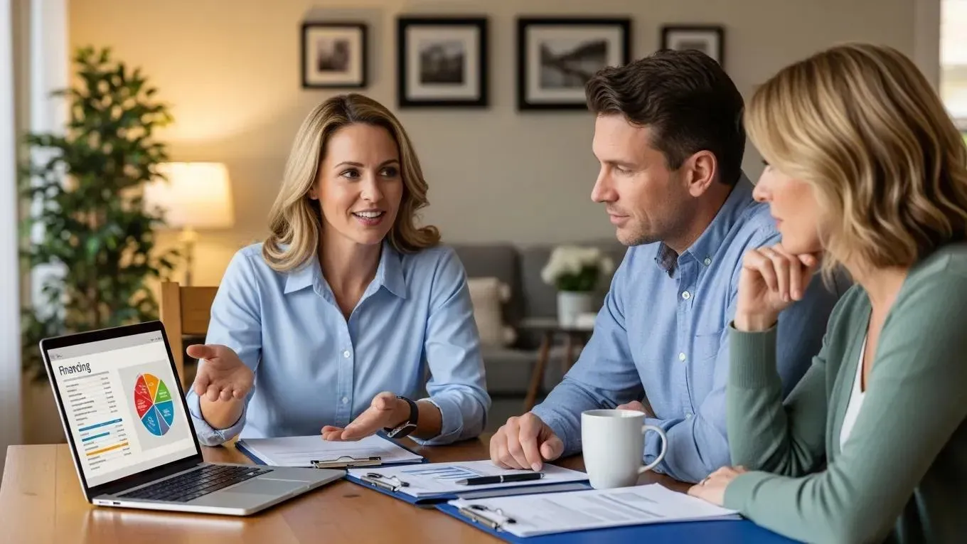 Financial advisor explaining HVAC financing options to homeowners