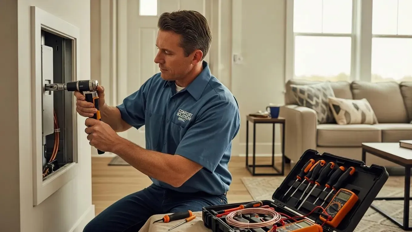 Licensed HVAC technician installing an energy-efficient system in a residential home