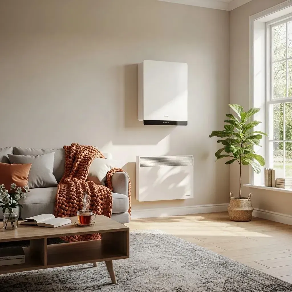 Modern energy-efficient heating system in a Novi living room