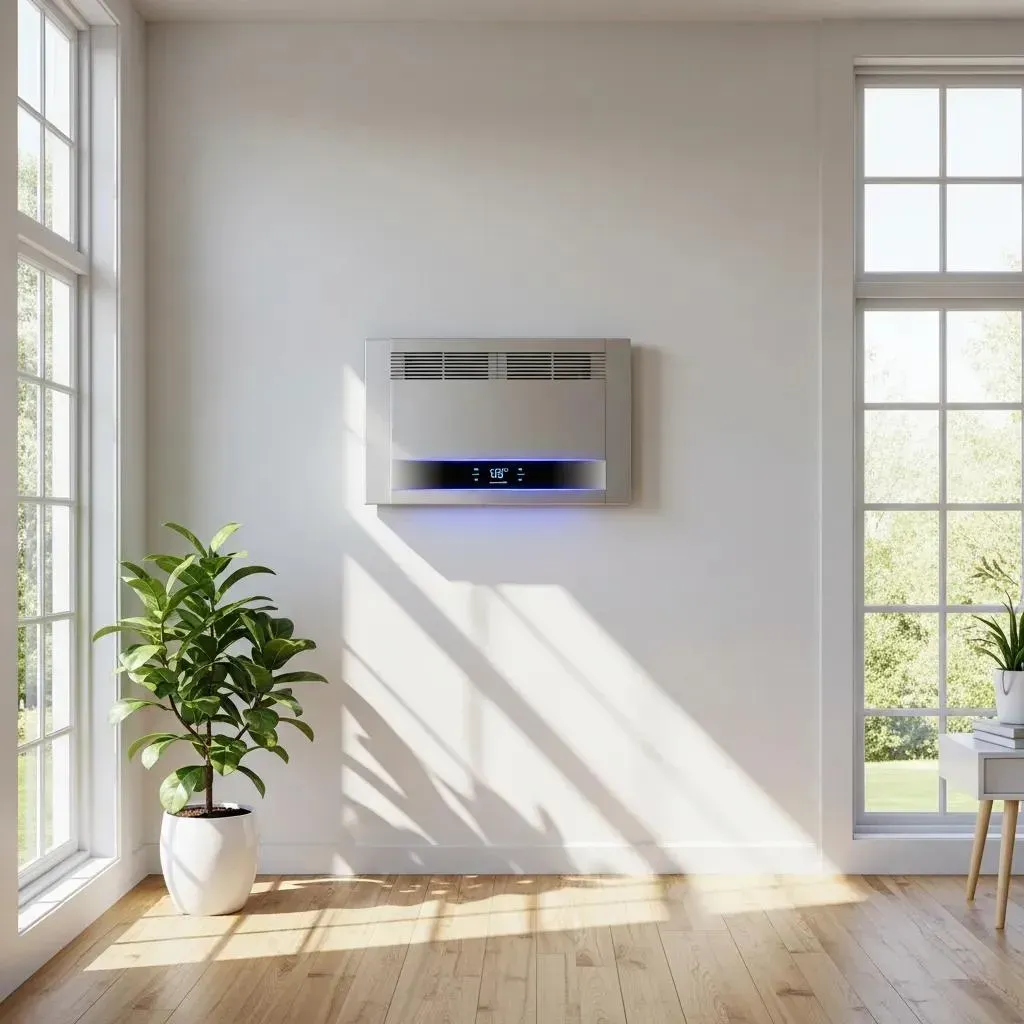 A modern, energy-efficient residential HVAC unit demonstrating improved efficiency and savings