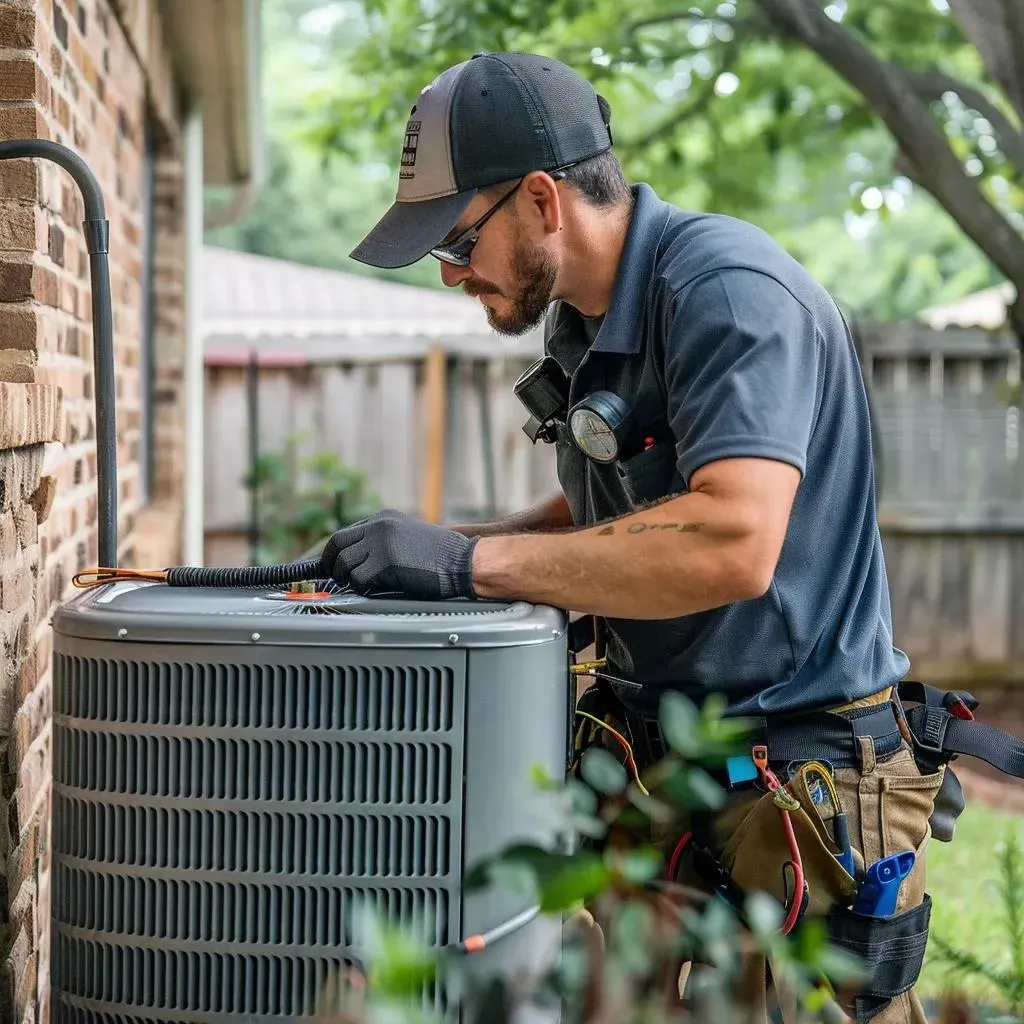 OnPoint HVAC technician installing a new ac system