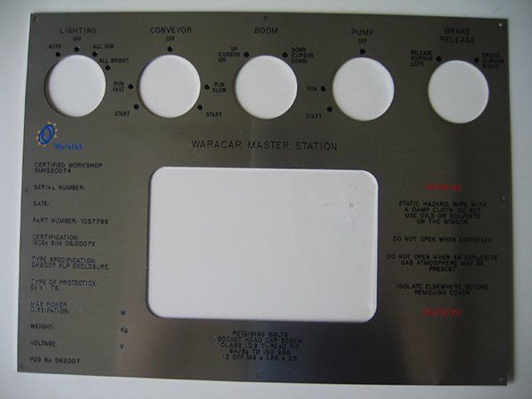 A stainless steel control panel for a vapor air heater station
