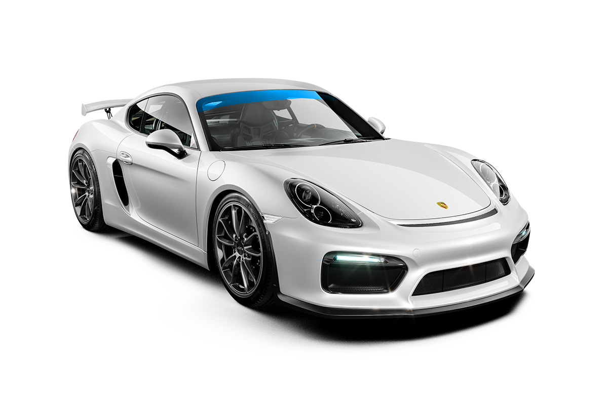 White sports car on a white background, angled front-left view.