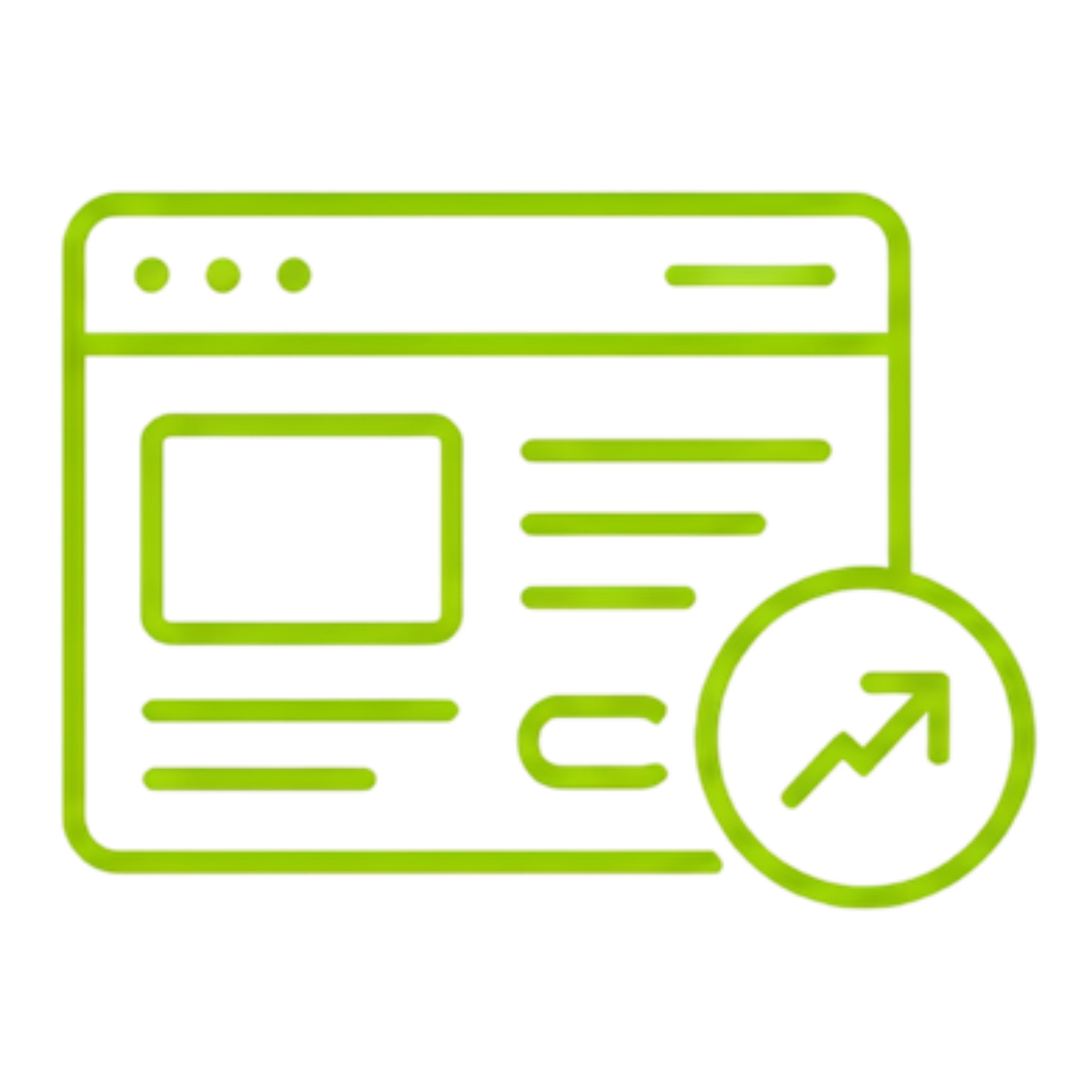 Green website analytics icon with upward trend arrow in a circle