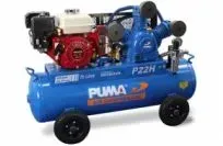 A blue P22H air compressor with a red engine on a white background.