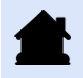 A black silhouette of a house with a chimney on a blue background.
