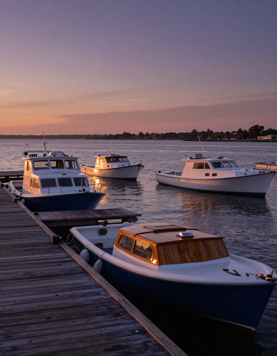 Boats staged near a dock