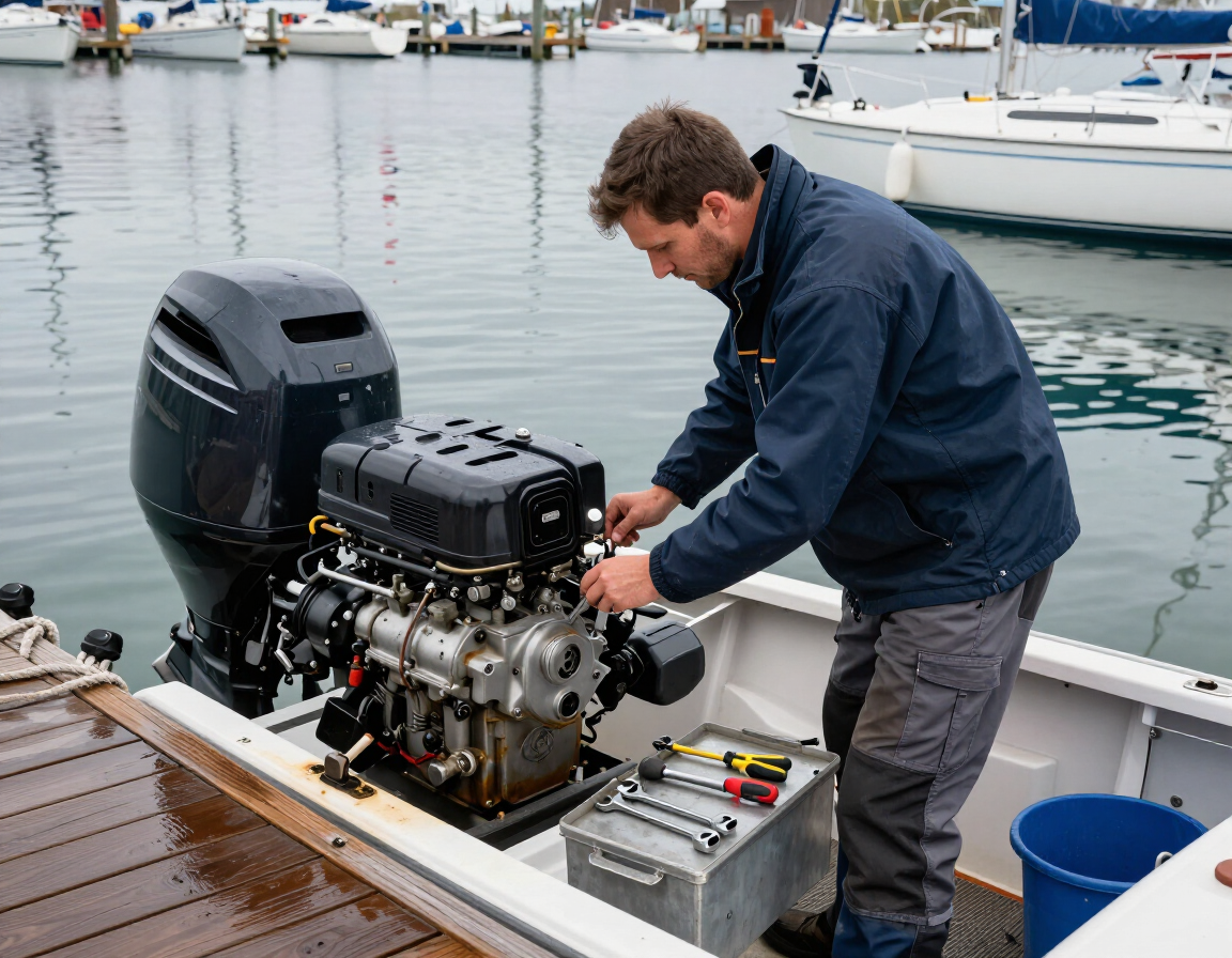 Marine technician at work