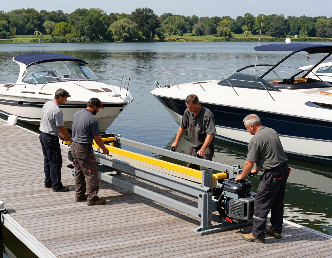 Dock and lift crew at work